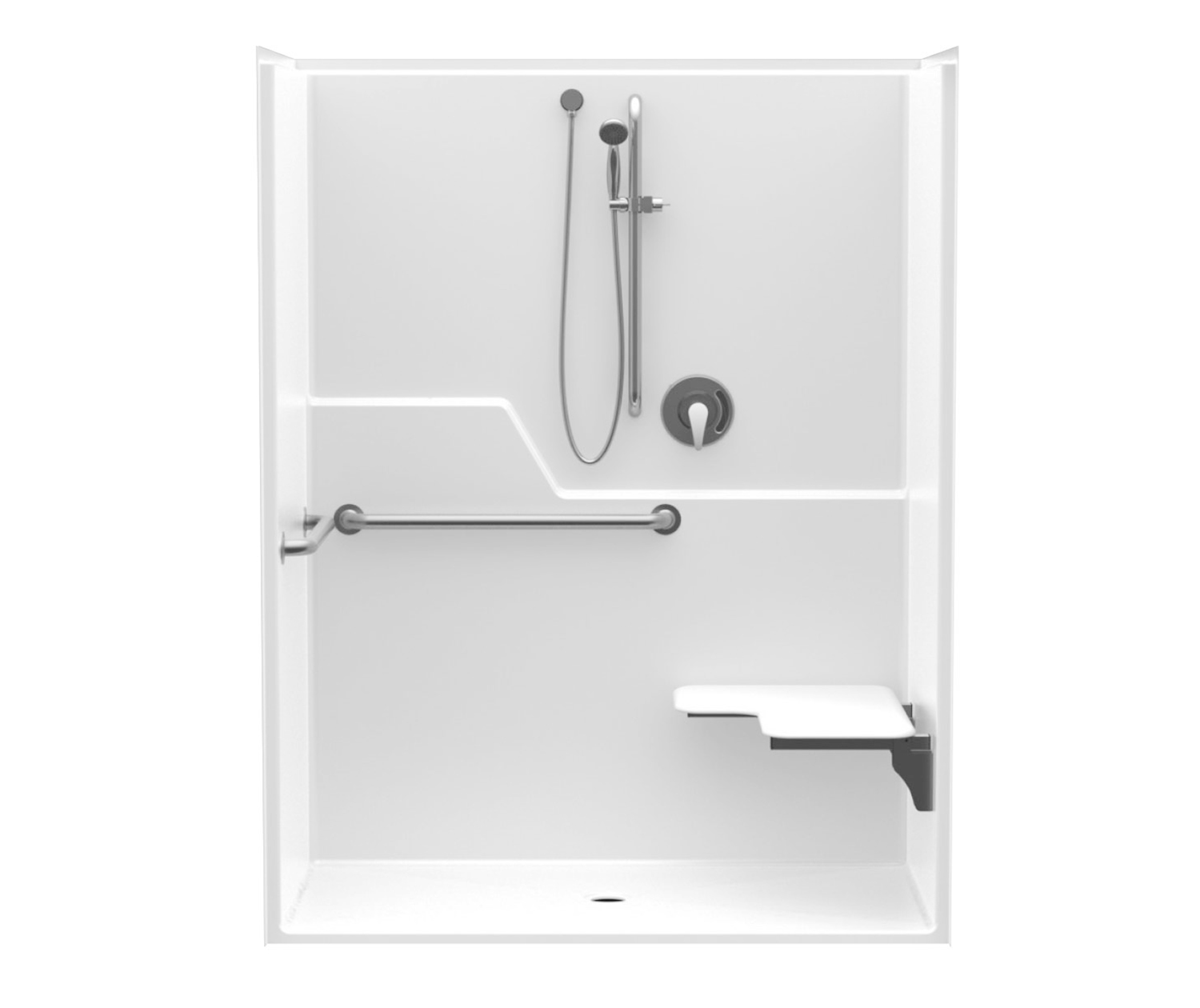 16036BFLP 57 x 31 AcrylX Alcove Center Drain One-Piece Shower in