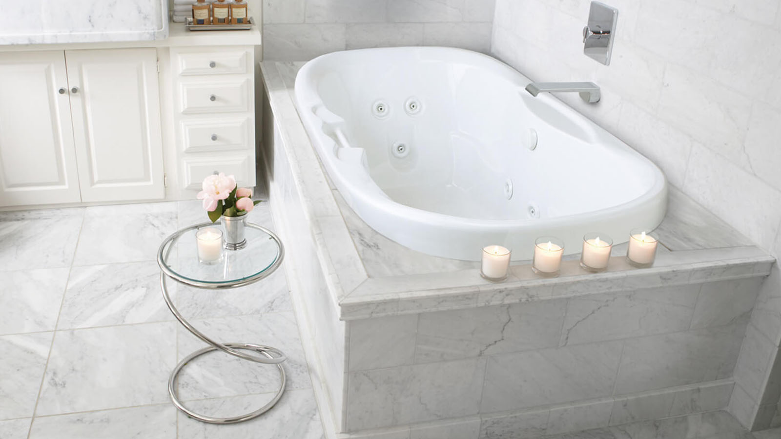 Image of a deep soaking whirlpool tub.