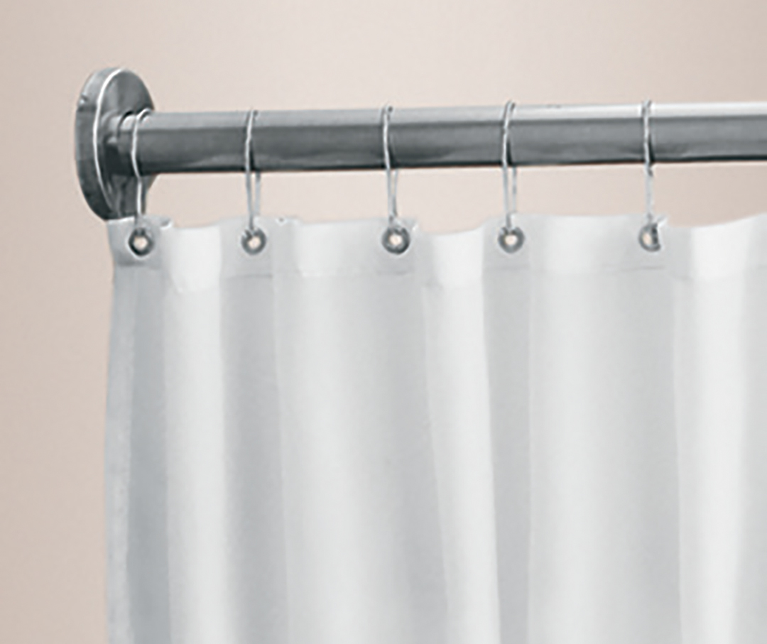 Shower rod with curtain rings attached.