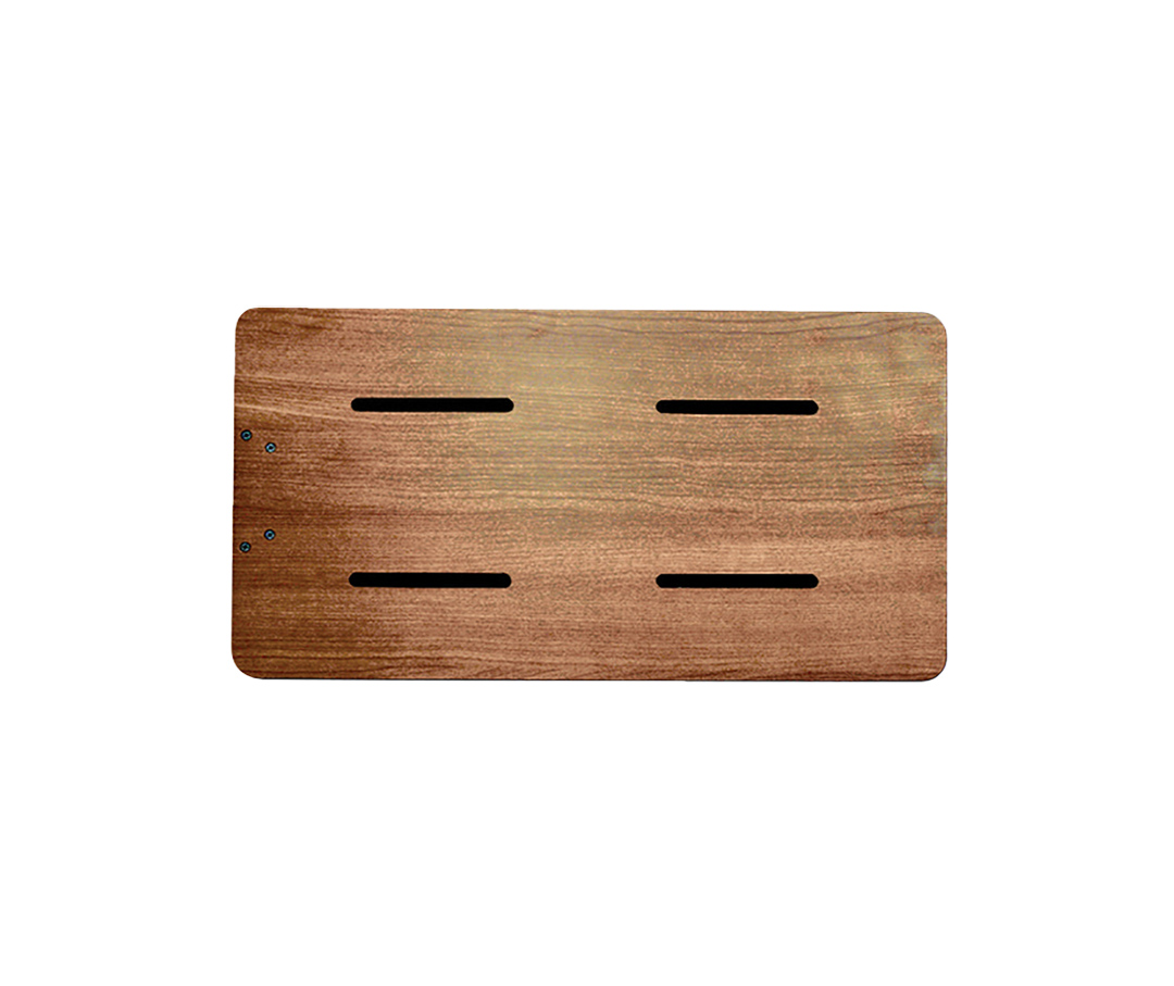 Image of a wooden shower seat.