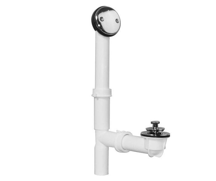 Image of a white water pipe for a bath tub drain.