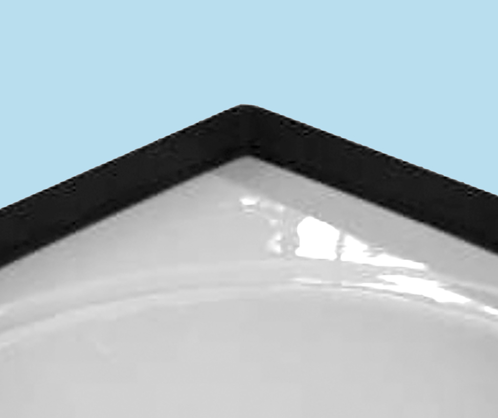 Image of a corner trim for a bathtub.