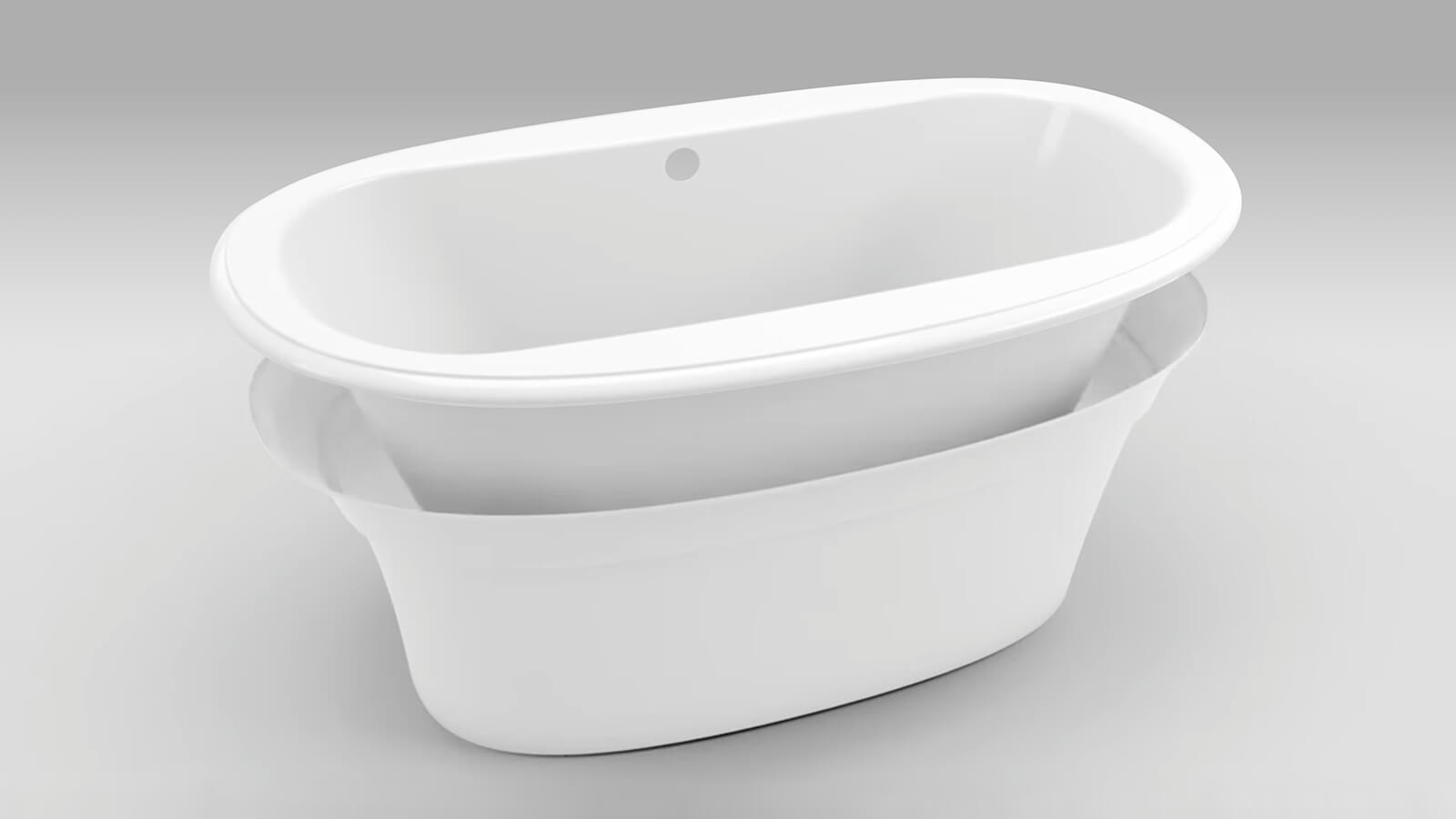 Image of a bath tub displayed in two pieces.