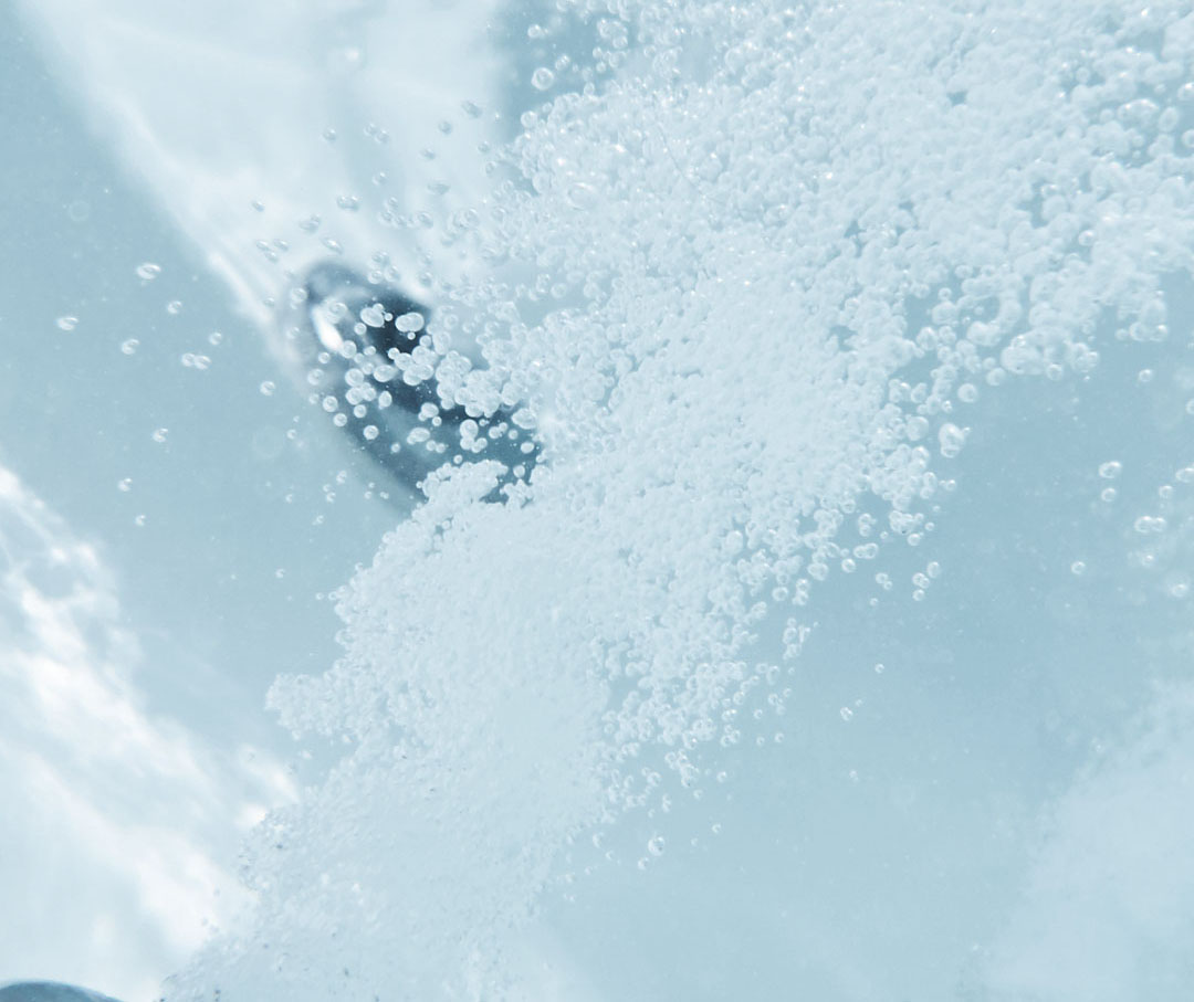 Image of underwater bubbles caused by whirlpool jetted system.