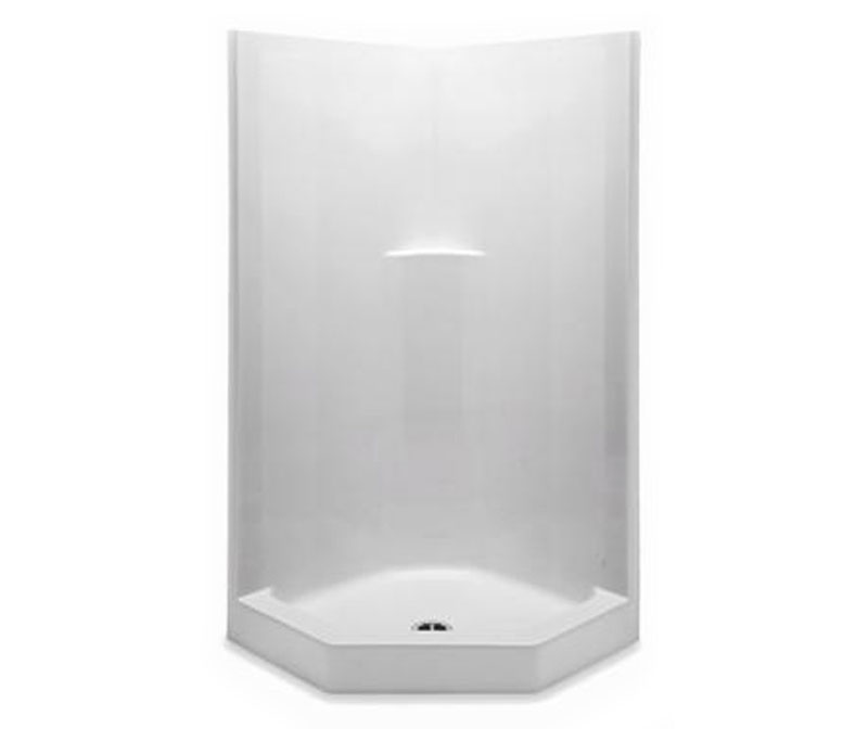 1382NAT 38 x 38 AcrylX Corner Center Drain One Piece Shower in Black Shower Aquatic en