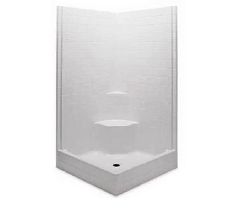 1422STS 42 x 42 AcrylX Corner Center Drain OnePiece Shower in Sandbar