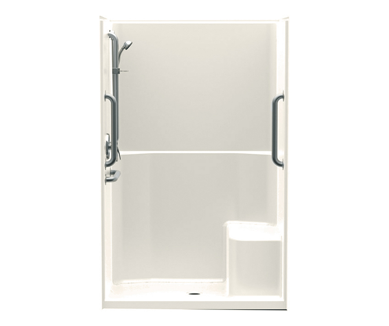 1483TSTH 46 x 34 AcrylX Alcove Center Drain OnePiece Shower in Biscuit