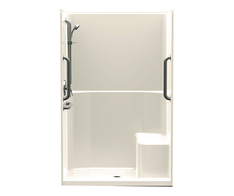 1483TSTH 46 x 34 AcrylX Alcove Center Drain OnePiece Shower in Bone