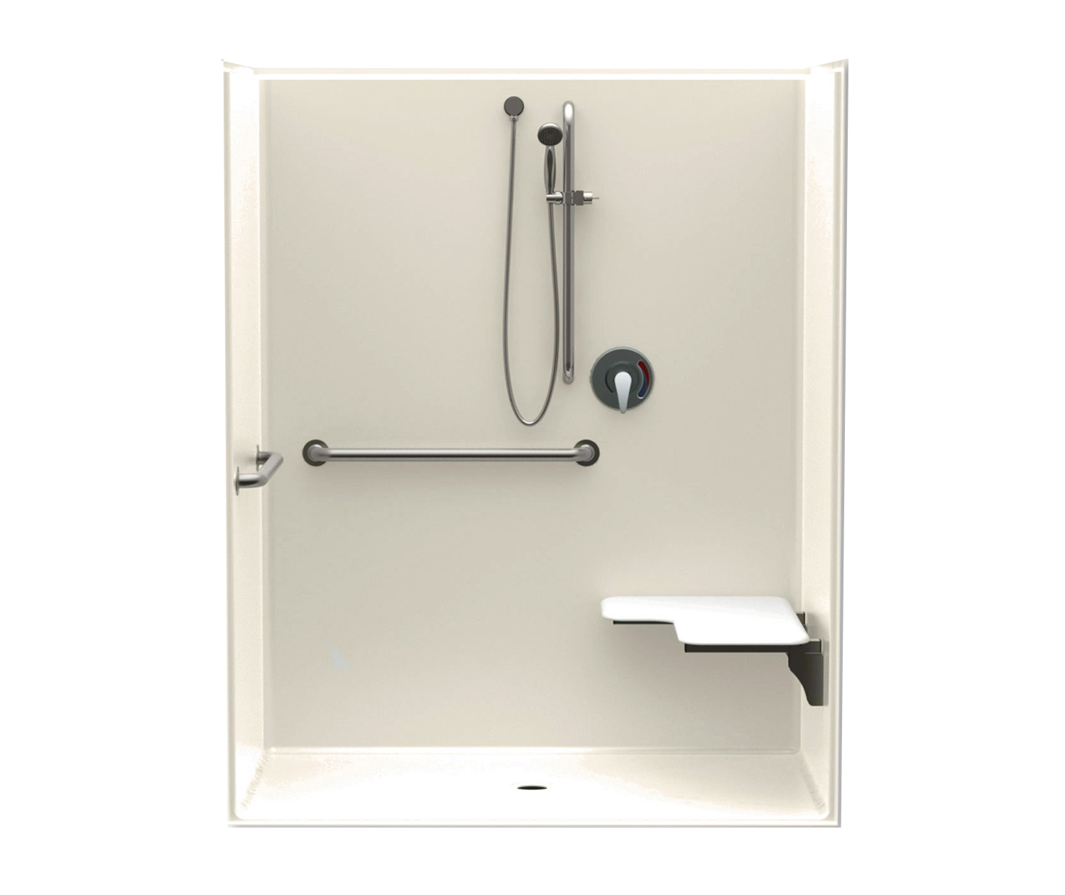 1603BFSB 60 x 34 AcrylX Alcove Center Drain One-Piece Shower in Bone ...