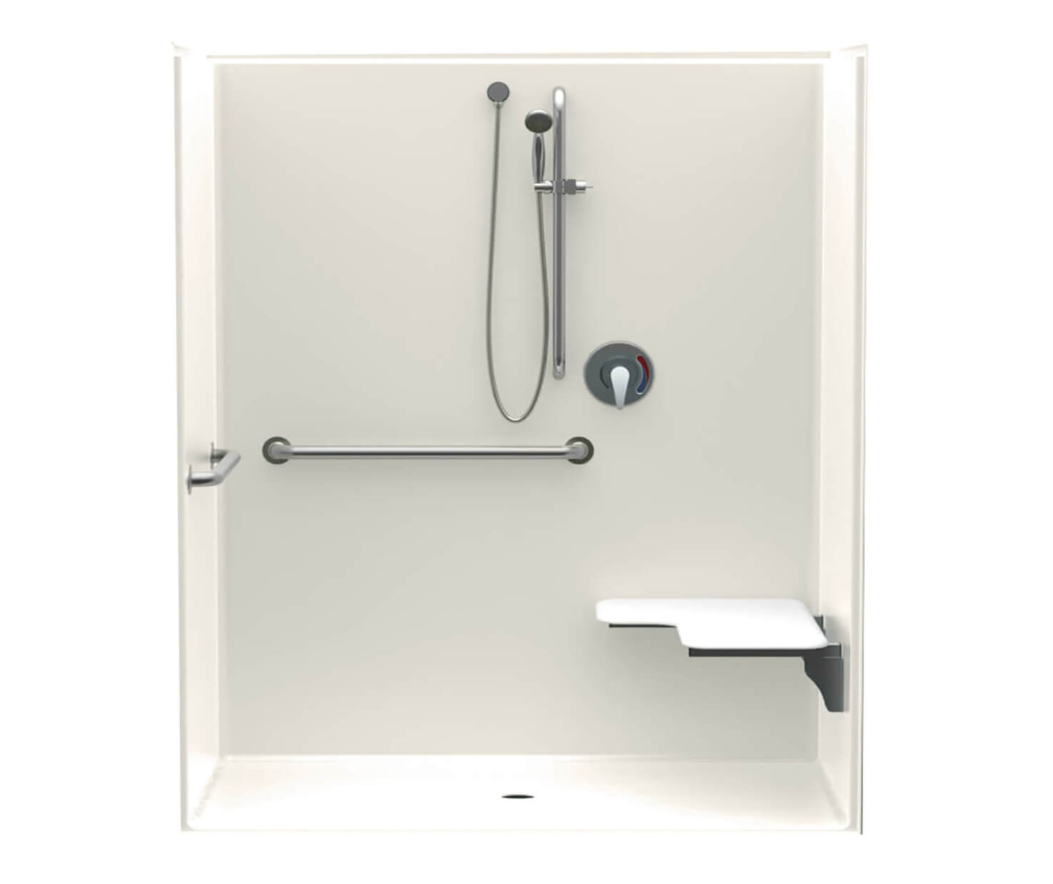 1603BFSC 60 x 34 AcrylX Alcove Center Drain OnePiece Shower in Biscuit