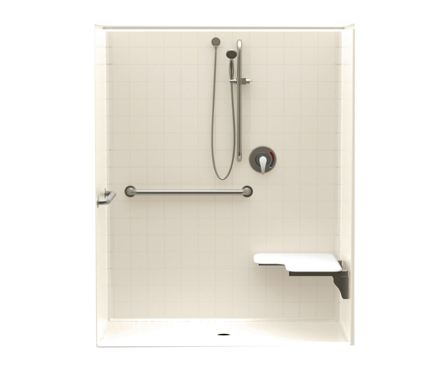 1603BFSTD 60 x 34 AcrylX Alcove Center Drain OnePiece Shower in Almond
