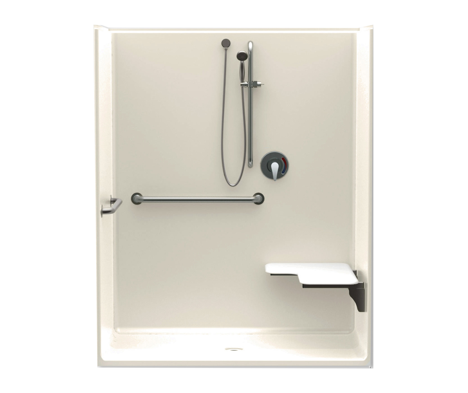 1603CFS 60 x 34 AcrylX Alcove Center Drain OnePiece Shower in Bone