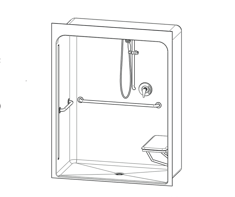 6030BFSCMA 60 x 30 AcrylX Alcove Center Drain One-Piece Shower in 