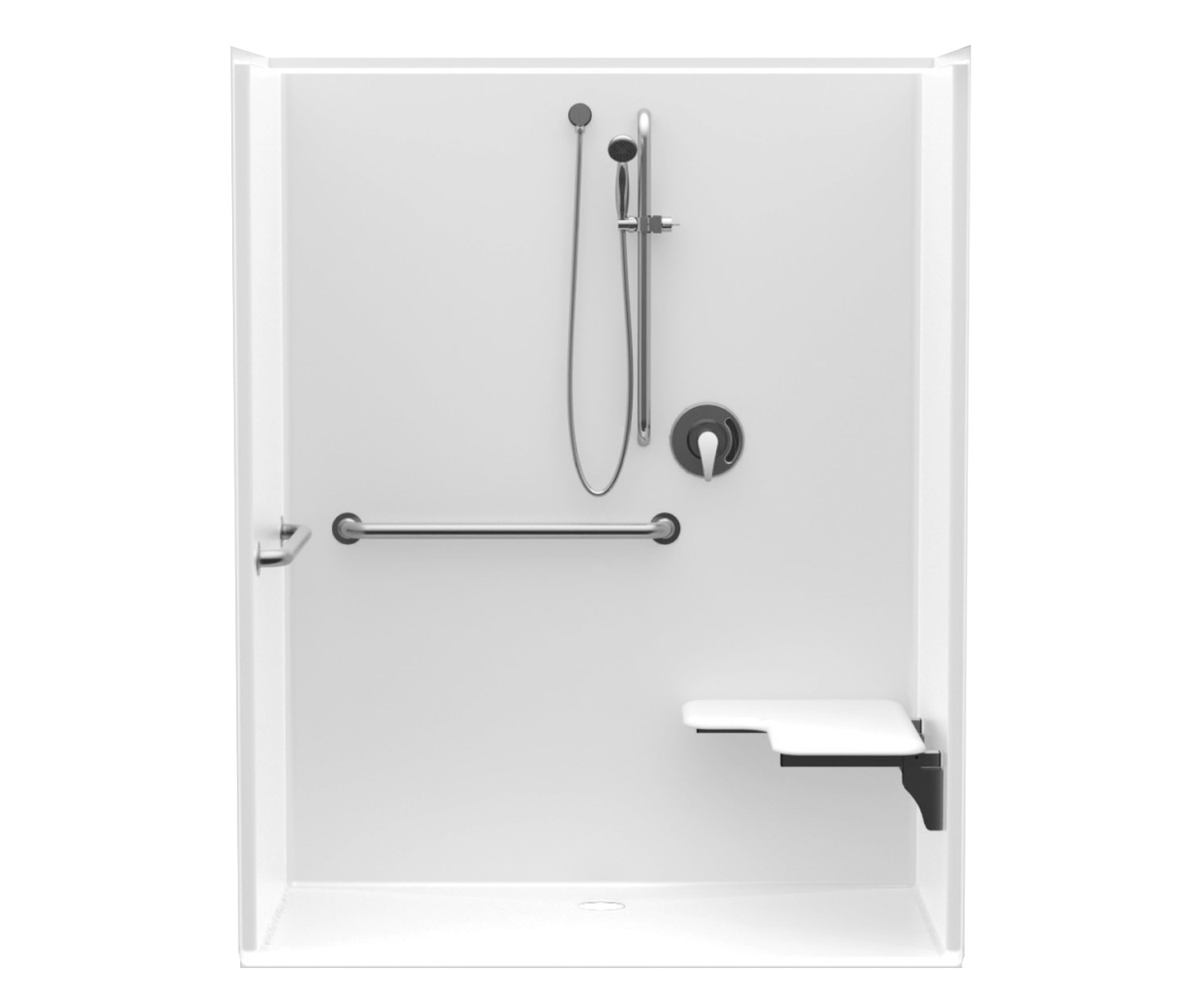 16334BFNR AcrylX Alcove Center Drain OnePiece Shower in White Shower