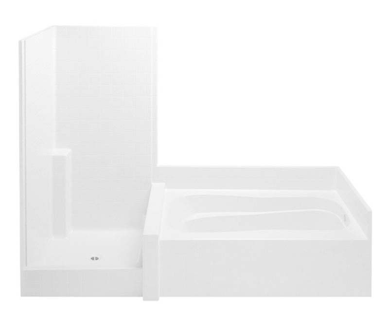 DARSEY 114HG 114 x 42 AcrylX Alcove RightHand Drain Tub Shower Suite